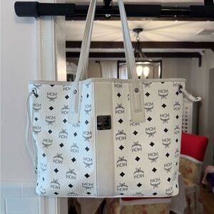 MCM white tote reversible